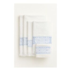 Vintage Cannon Towel Set Cream Blue Retro Cottagecore Boho